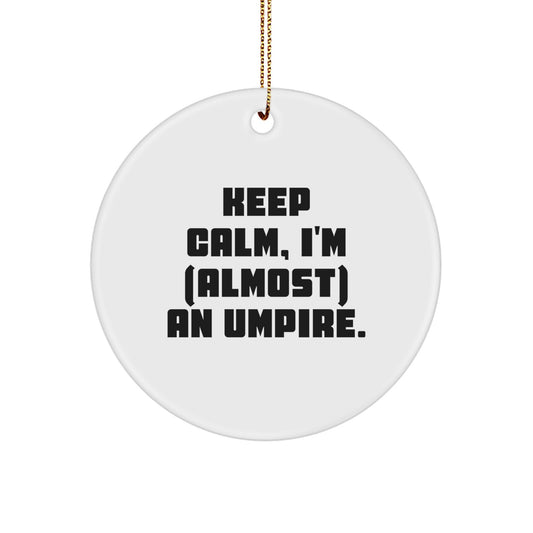 Funny Umpire Gifts for Men Friends Christmas Memorable Present Circle Ornament 'I'm almost an Umpire' - Image 1