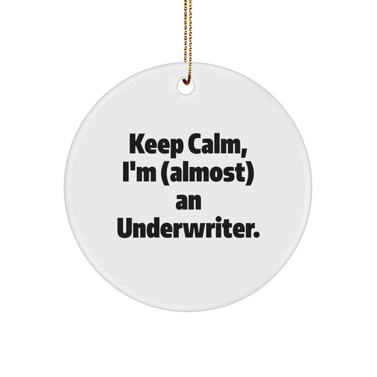 Funny Underwriter Gifts from Friends, Keep Calm Underwriter Christmas Unique Gifts, Circle Ornament for Underwriter, Men, Women - Image 1