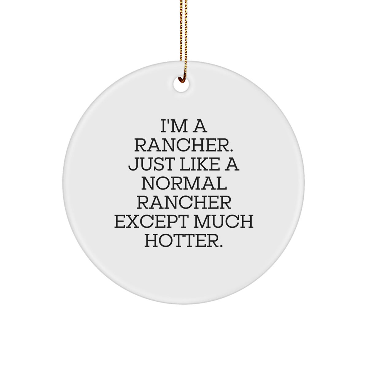 Funny Rancher Gifts from Friends for Men with Circle Ornament, Unique Christmas Unique Gifts, I'm A Rancher Except Much Hotter - Image 1