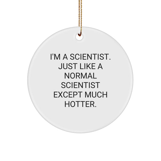 Cute Scientist Gifts for Men Women Friends Family - Funny Scientist Circle Ornament, White, Handcrafted, Unique Christmas Decorations - Image 1
