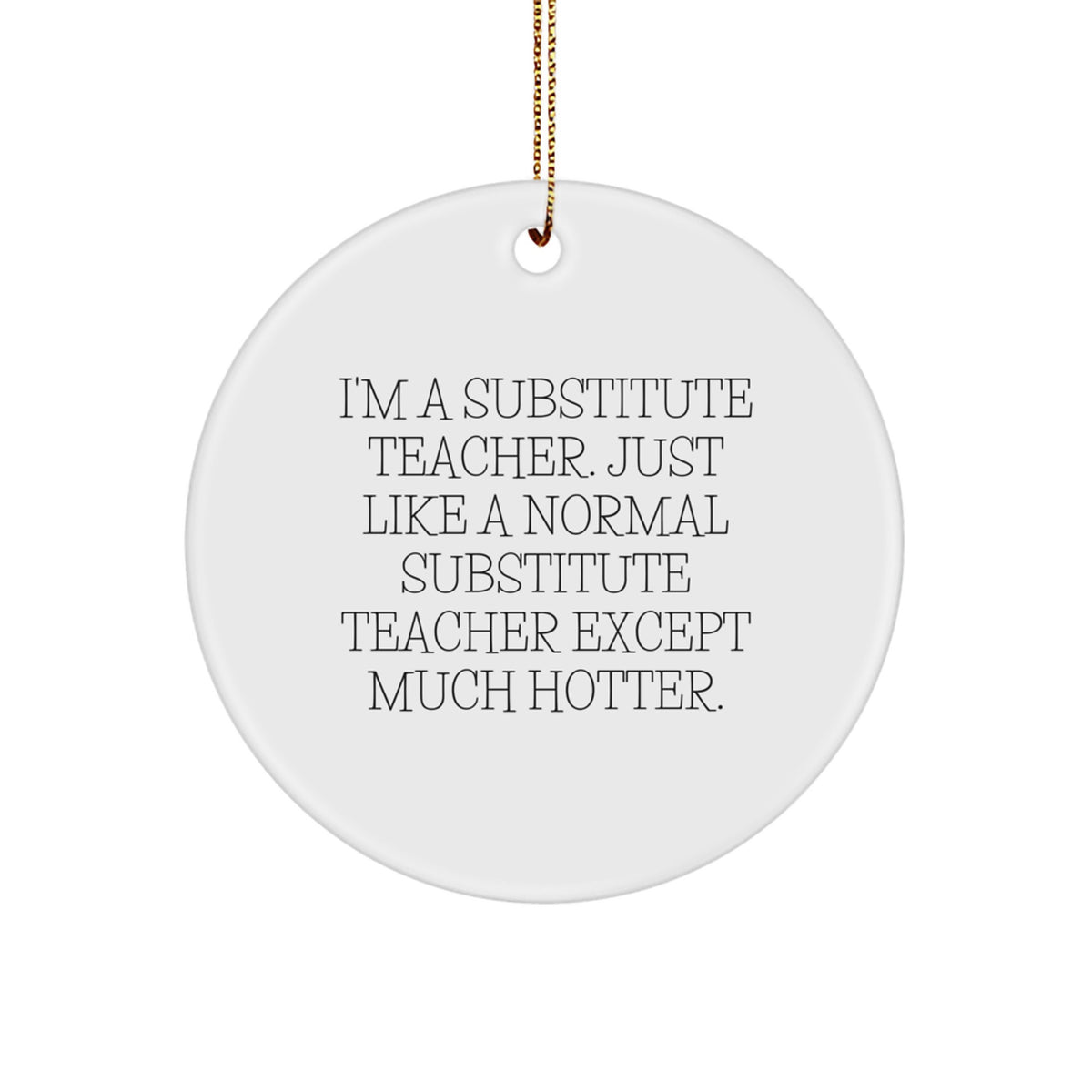 Funny Gifts from Friends for Substitute Teacher Christmas Unique Ornaments - 'I'm A Substitute Teacher. Just Like A Normal Substitute Teacher Except Much Hotter.' - Image 1