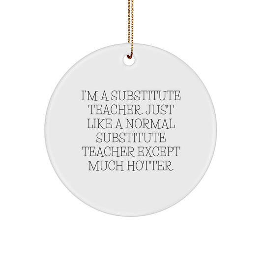 Funny Gifts from Friends for Substitute Teacher Christmas Unique Ornaments - 'I'm A Substitute Teacher. Just Like A Normal Substitute Teacher Except Much Hotter.' - Image 1