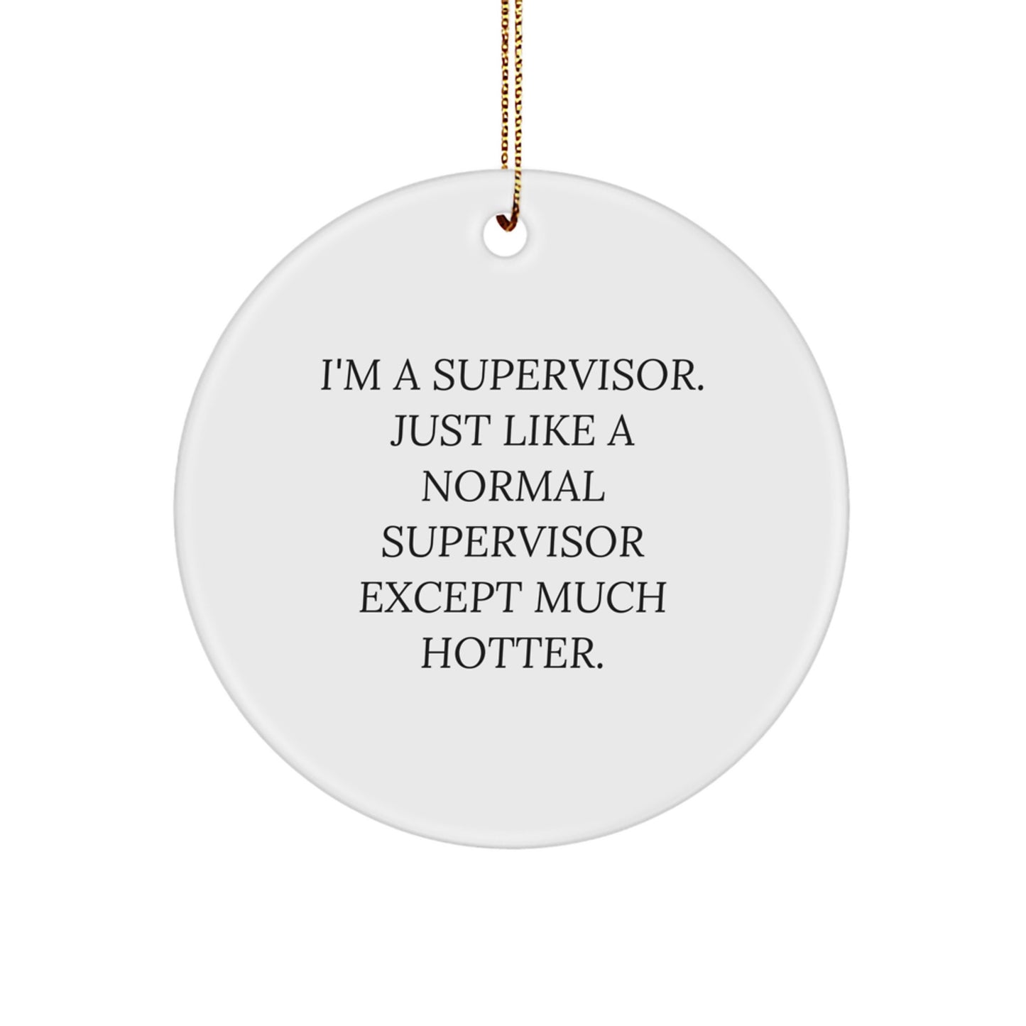 Funny Supervisor Gifts for Men - 'I'm A Supervisor. Just Like A Normal Supervisor Except Much Hotter.' Circle Ornament, Christmas Unique Gift - Image 1