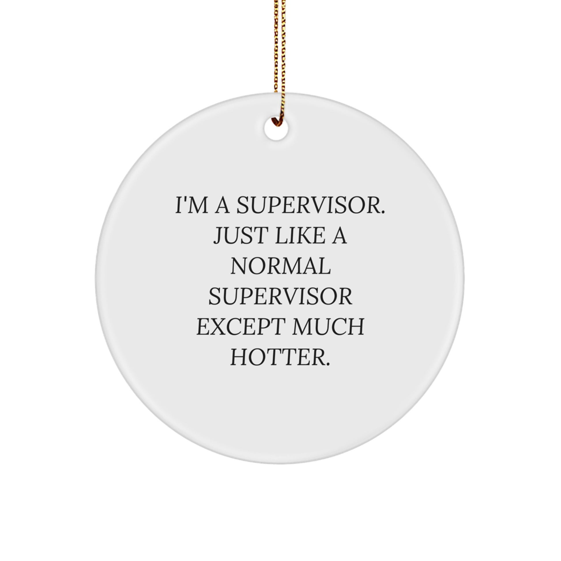 Funny Supervisor Gifts for Men - 'I'm A Supervisor. Just Like A Normal Supervisor Except Much Hotter.' Circle Ornament, Christmas Unique Gift - Image 1