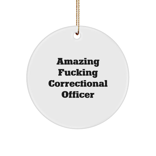 Funny Correctional Officer Gifts from Men to Correctional Officer Friends - Amazing Circle Ornament for Christmas - Image 1