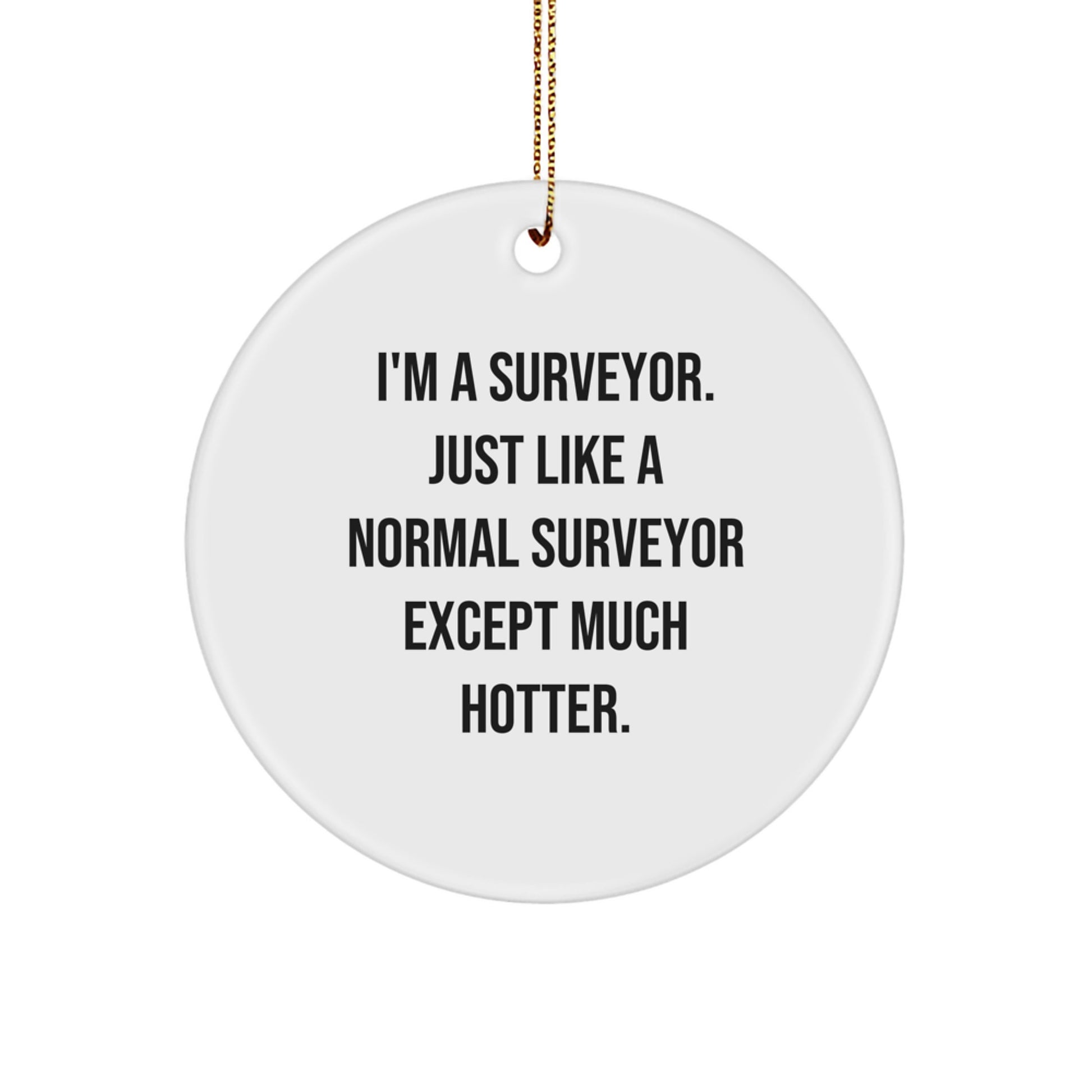 Funny Surveyor Gifts for Men - Hotter Than Normal Surveyor Circle Ornament, White, Christmas Unique Presents from Friends - Image 1