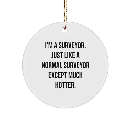 Funny Surveyor Gifts for Men - Hotter Than Normal Surveyor Circle Ornament, White, Christmas Unique Presents from Friends - Image 1