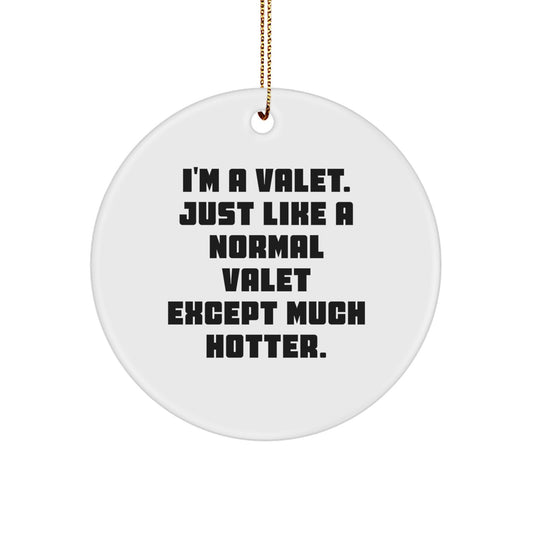 For Him Valet Christmas Ornament White Keepsake Gift Gold Cord - Image 1