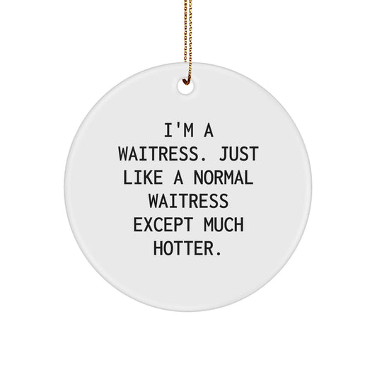 Funny Waitress Gifts, Christmas Unique Gifts from Friends to Waitress, Cute Circle Ornament - Image 1
