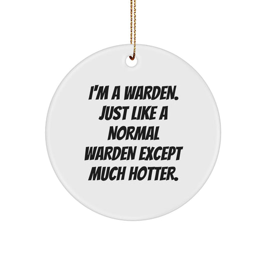 Funny Warden Circle Ornament, Gifts for Warden, Unique Christmas Unique Gifts from Men to Family - Image 1