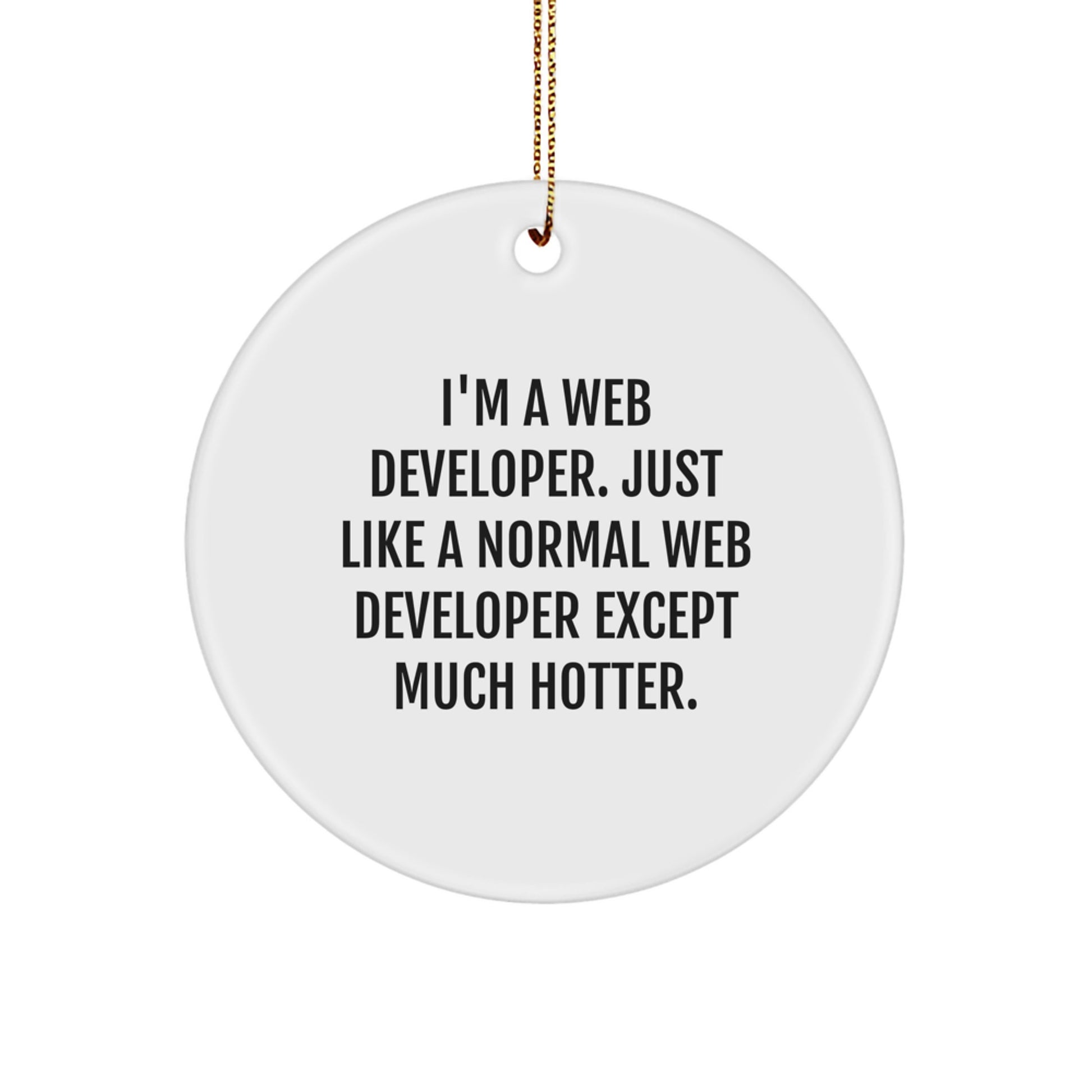 Unique Gifts from Friends for Web Developer, Funny Circle Ornament for Christmas, I'm A Web Developer. Just Like A Normal Web Developer Except Much Hotter. - Image 1