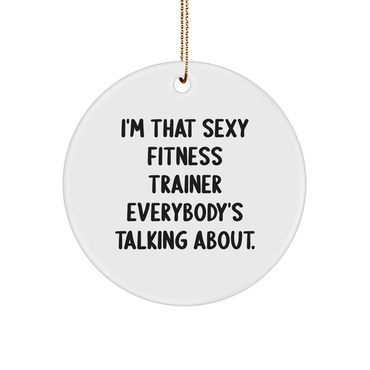Fitness Trainer Gifts from Men to Fitness Trainer, Funny Circle Ornament for Christmas Unique Gifts - Image 1