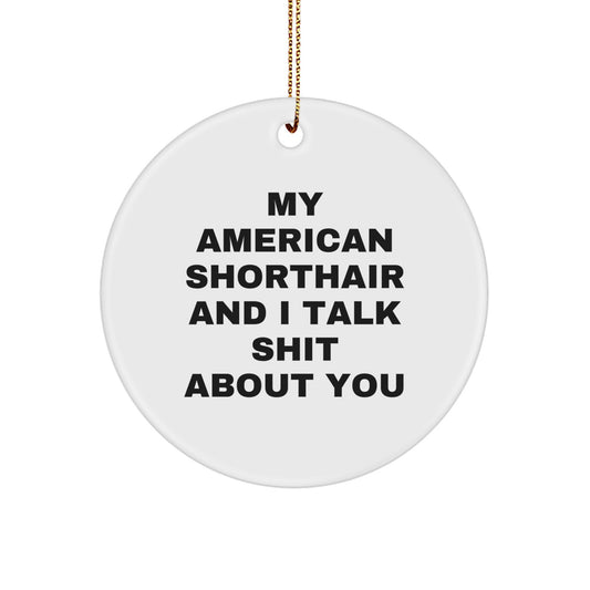 Funny American Shorthair Cat Circle Ornament for Christmas Unique Gifts from Family to Friends - Image 1