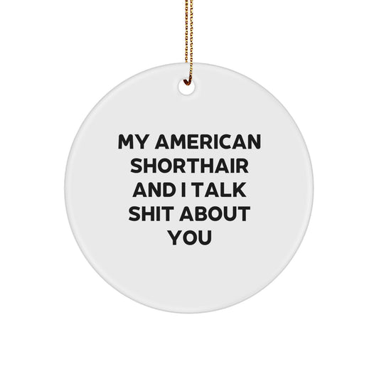 Funny American Shorthair Cat Gifts, Circle Ornaments for Christmas from Friends to American Shorthair Cat Lovers - Image 1