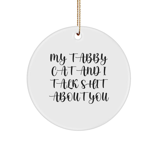 Funny Tabby Cat Circle Ornament Gifts from Family to Friends - 'My Tabby Cat And I Talk Shit About You' Christmas Unique Gifts - Image 1