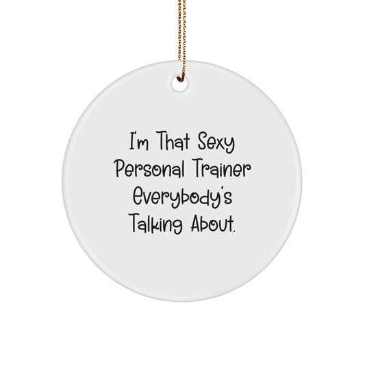 Funny Personal Trainer Gifts from Friends, Cute Circle Ornament with Inspirational Quote, Perfect for Men or Women, Gifts for Your Favorite Fitness Motivator, Unique Christmas Unique Gifts - Image 1