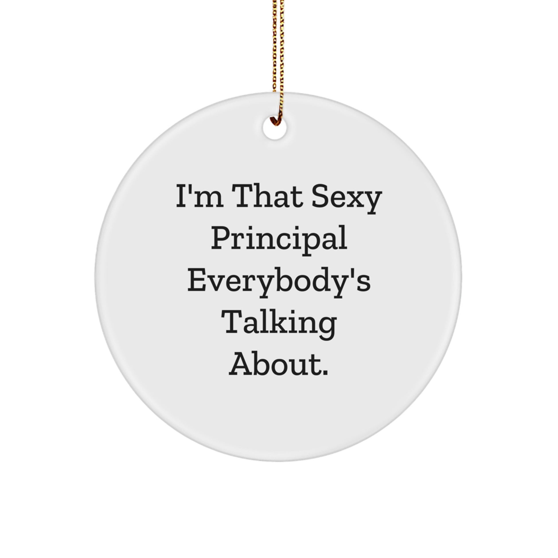 Funny Principal Gifts from Men to Friends, 'I'm That Sexy Principal Everybody's Talking About.' Circle Ornament for Christmas - Image 1