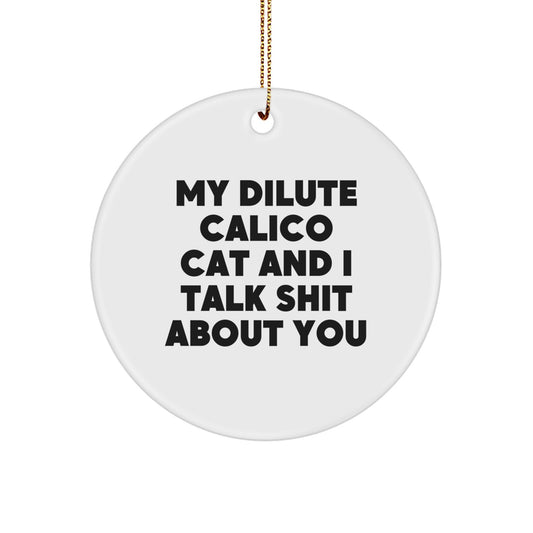 Dilute Calico Cat Gifts from Friends and Family, Christmas Unique Ornaments, Funny Quotes Circle Decoration - Image 1