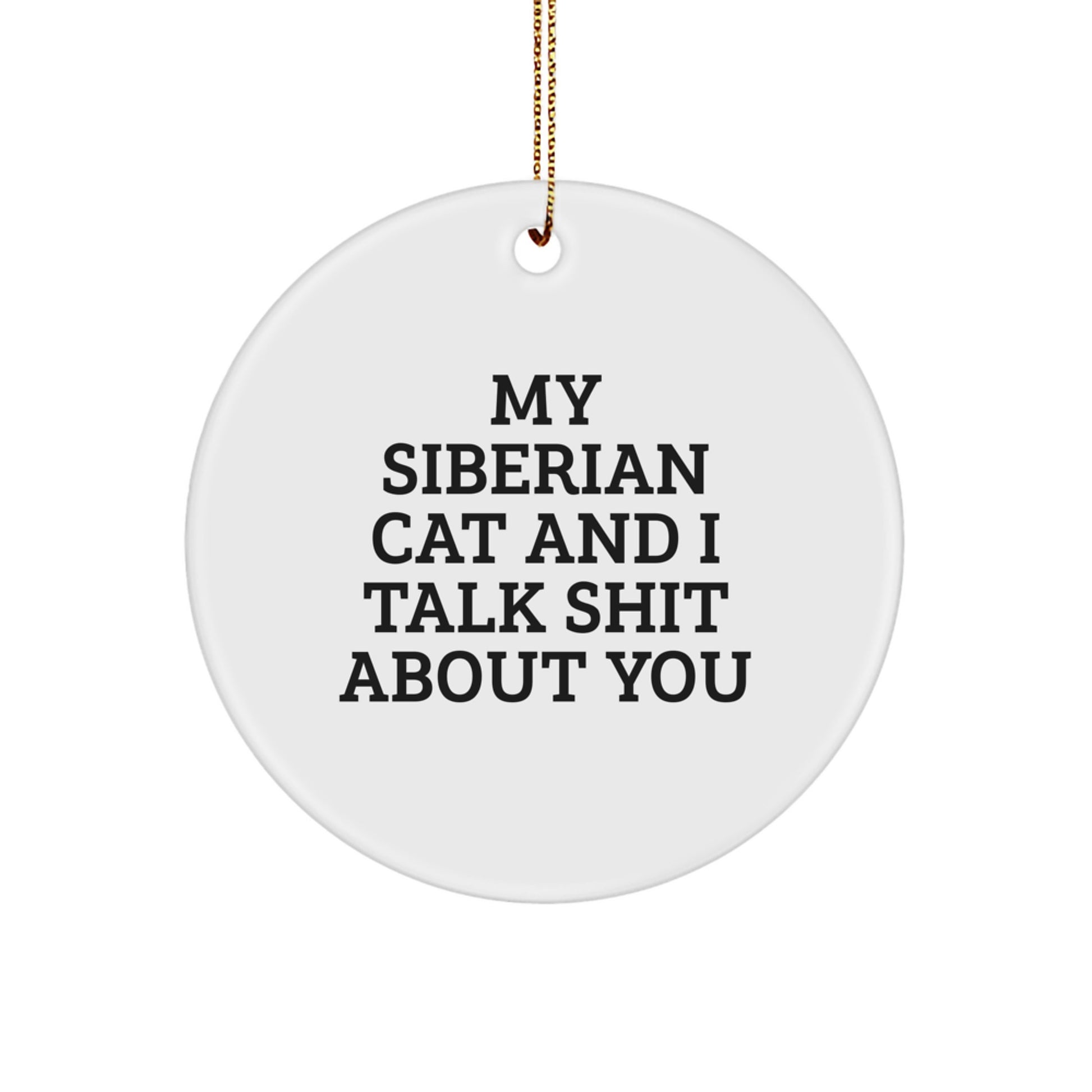Funny Siberian Cat Christmas Circle Ornament Gifts from Friends for Men Women Family - Image 1
