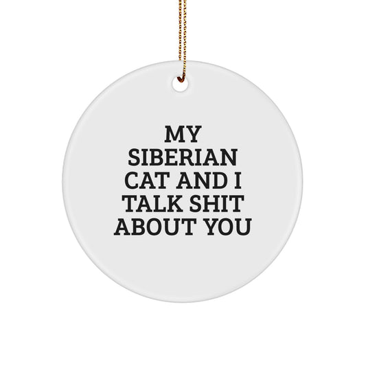 Funny Siberian Cat Christmas Circle Ornament Gifts from Friends for Men Women Family - Image 1