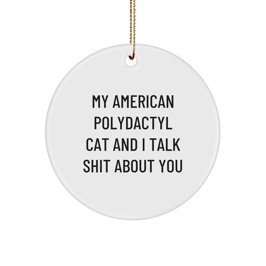 American Polydactyl Cat Companion Circle Ornament for a Best Friend Gift - Image 1