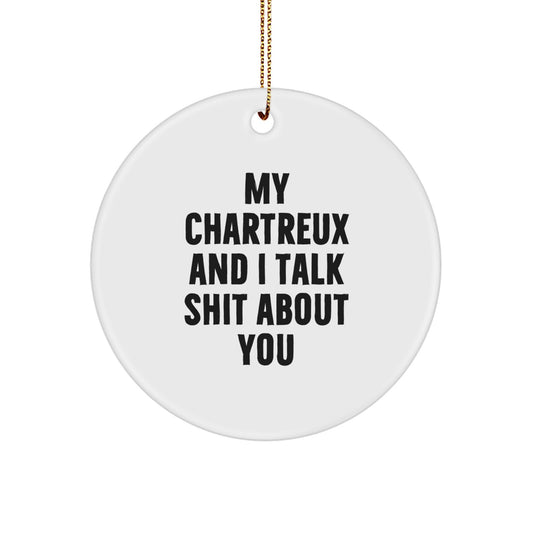 Funny Chartreux Cat Circle Ornament for Christmas Unique Gifts from Friends - Image 1