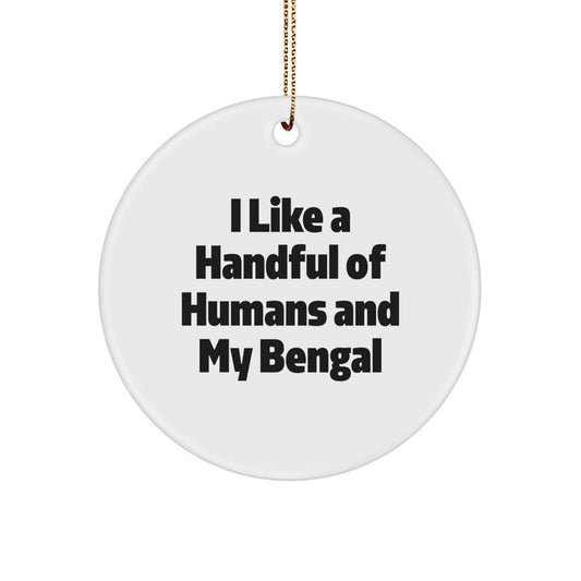 Bengal Cat Lovers' Delight, Funny Circle Ornament, Gifts from Friends, Christmas Unique Gifts for Bengal Cat Enthusiasts, I Like A Handful Of Humans And My Bengal - Image 1