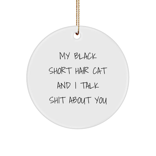 Funny Black Short Hair Cat Circle Ornament Gifts from Friends for Black Short Hair Cat Lovers this Christmas - Image 1