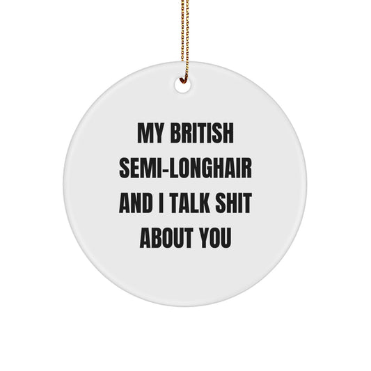 British Semi-Longhair Cat Lover Funny Christmas Circle Ornament Gifts from Family Friends to British Semi-Longhair Cat Owners - Image 1