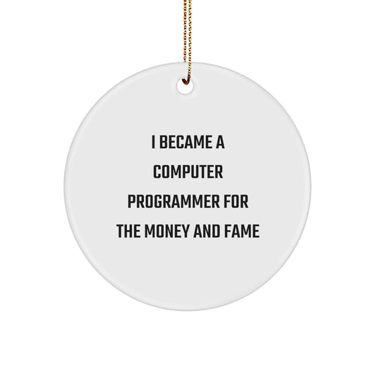 Computer Programmer Circle Ornament Funny Quote Gifts for Men Women Friends Family at Christmas - Image 1