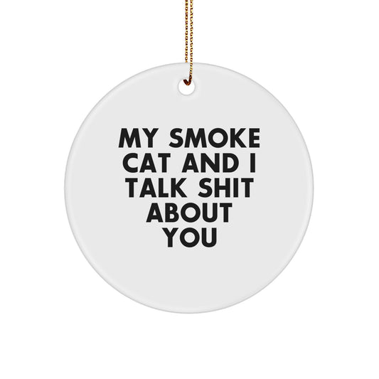 Funny Smoke Cat Circle Ornament Gifts from Men for Christmas Unique Presents - Image 1