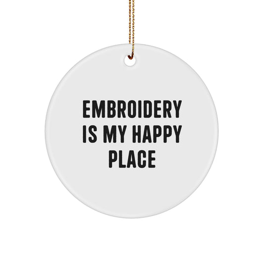 Embroidery Circle Ornament for Coworkers Idea Christmas Unique Gift - Image 1