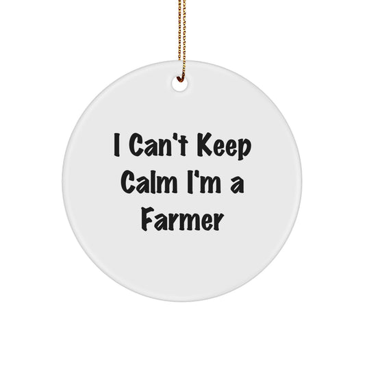 Funny Farmer Circle Ornament, Gifts from Friends for Farmer, I Can't Keep Calm - Image 1