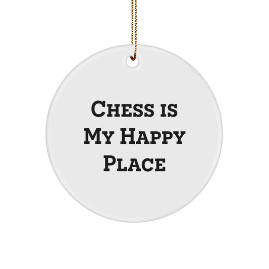 Christmas Gift for Her Chess Ornament – White Circle Sublimated - Image 1