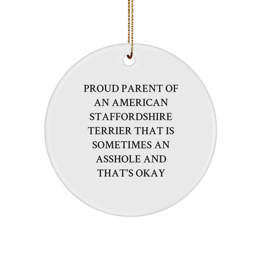 Funny American Staffordshire Terrier Dog Gifts, Circle Ornament for Proud Parents, Christmas Unique Decorations from Men to Family - American Staffordshire Terrier Dog Lover - Image 1