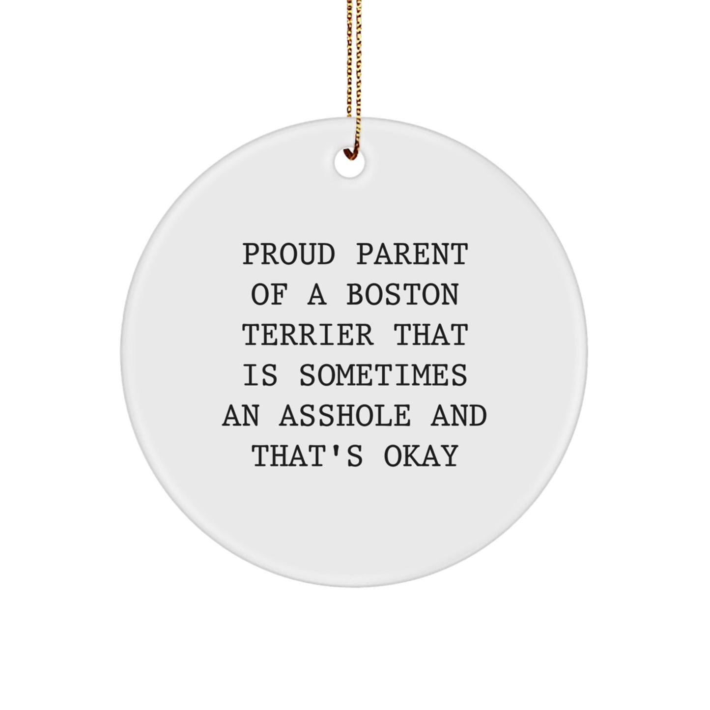Funny Boston Terrier Dog Christmas Circle Ornament Gifts from Friends for Proud Parents - Image 1