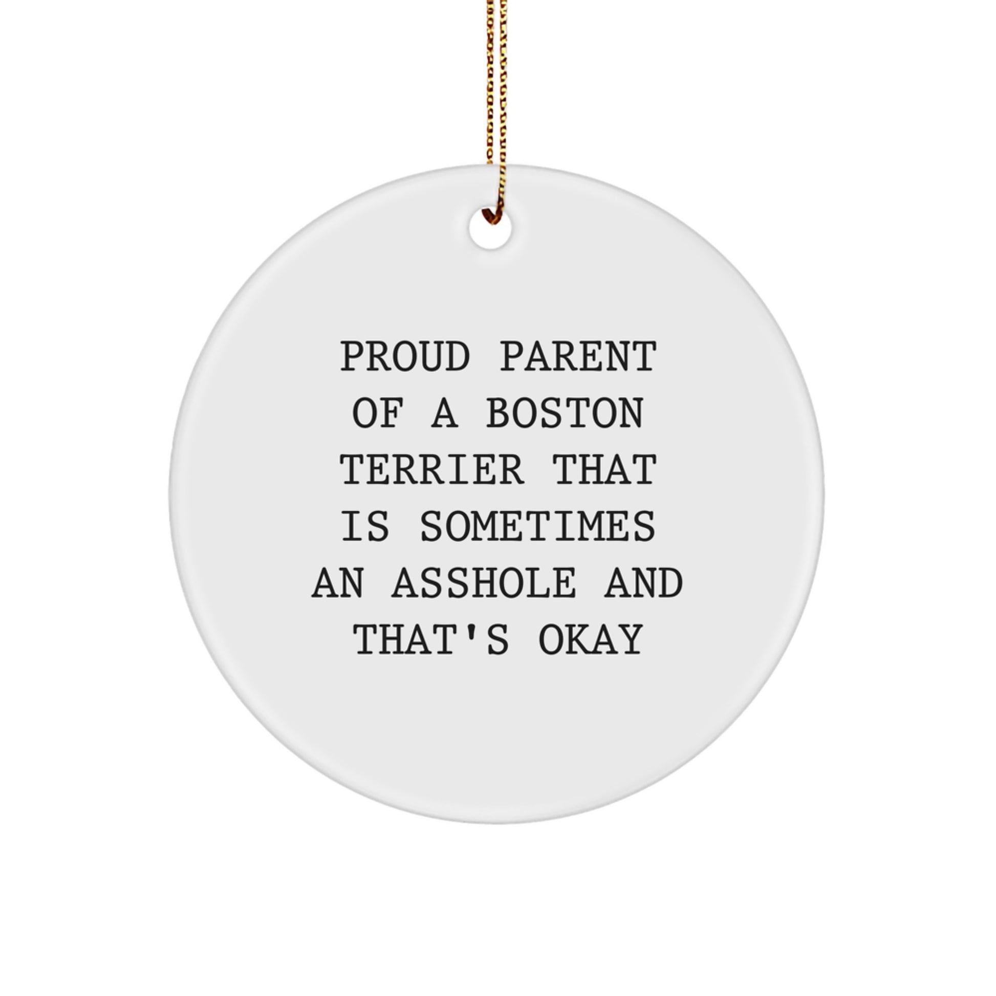 Funny Boston Terrier Dog Christmas Circle Ornament Gifts from Friends for Proud Parents - Image 1