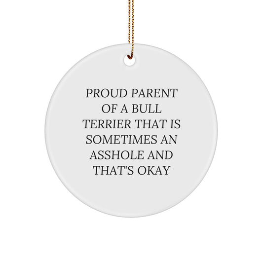 Funny Bull Terrier Dog Lover Circle Ornament, Gifts from Mom to Daughter for Christmas, Unique Bull Terrier Dog Mom Gifts for Home Decor - Image 1