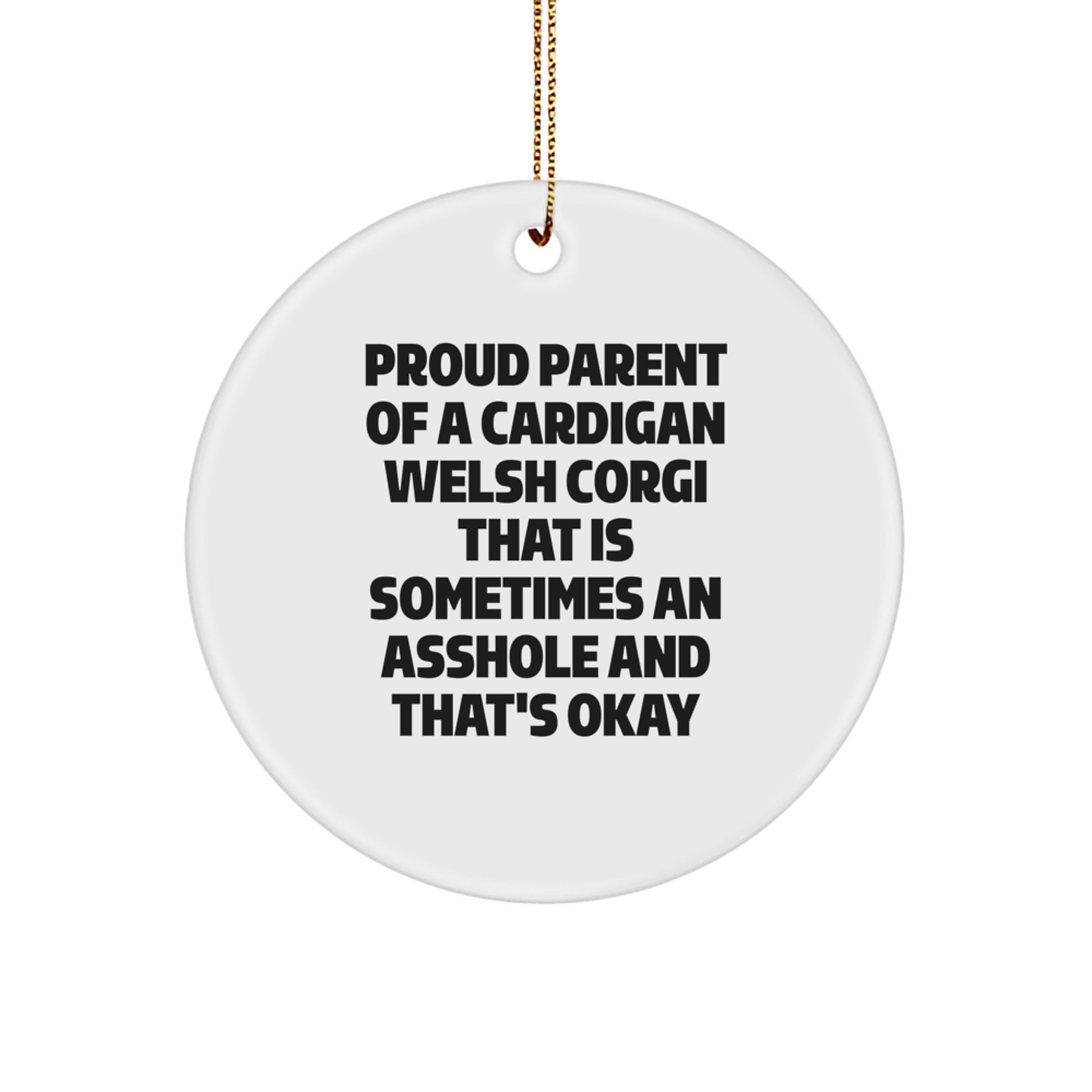 Funny Cardigan Welsh Corgi Dog Christmas Circle Ornament Gifts from Mom to Proud Cardigan Welsh Corgi Dog Parent with a Little Sarcasm - Image 1