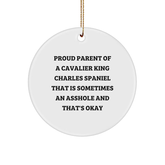 Funny Cavalier King Charles Spaniel Dog Circle Ornament Gifts for Men Women Friends Family, Christmas Unique Presents from Loved Ones - Image 1