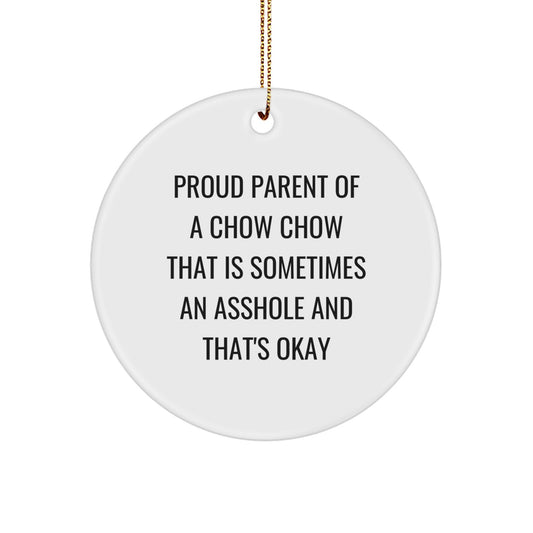 Funny Chow Chow Dog Gifts for Men, Women, or Friends - 'Proud Parent' Circle Ornament for Christmas, Unique Christmas Unique Gifts, Chow Chow Dog Lover Gifts, Circle Ornament - Image 1