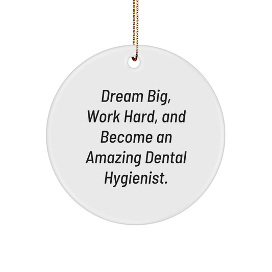 Dental Hygienist Gifts for Women - Inspirational Christmas Circle Ornament with Funny Dream Big Quote, Gifts from Family, Friends, or Coworkers - Image 1