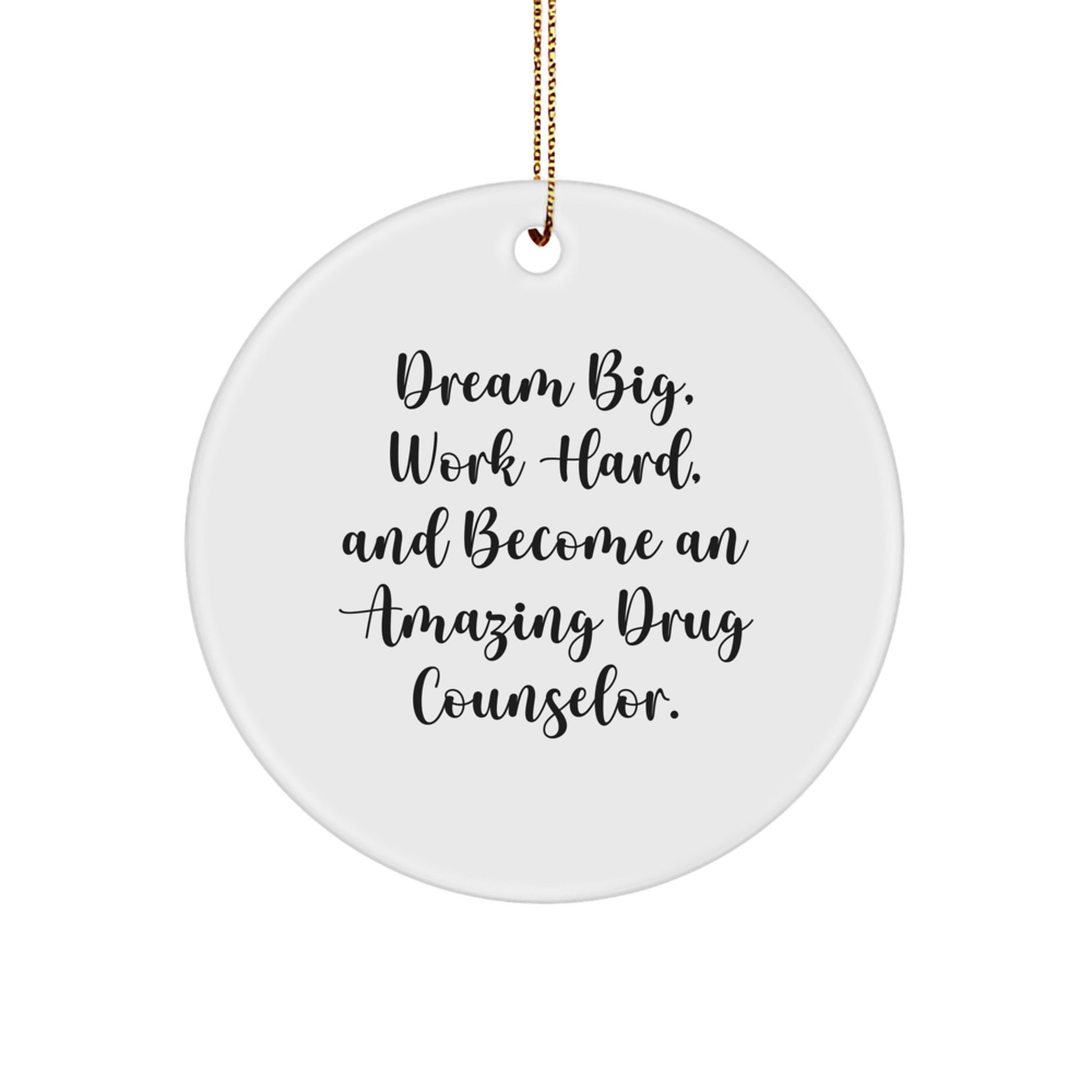 Funny Inspirational Drug Counselor Gifts from Friends for Christmas Unique Circle Ornament - 'Dream Big, Work Hard, And Become An Amazing' - Image 1