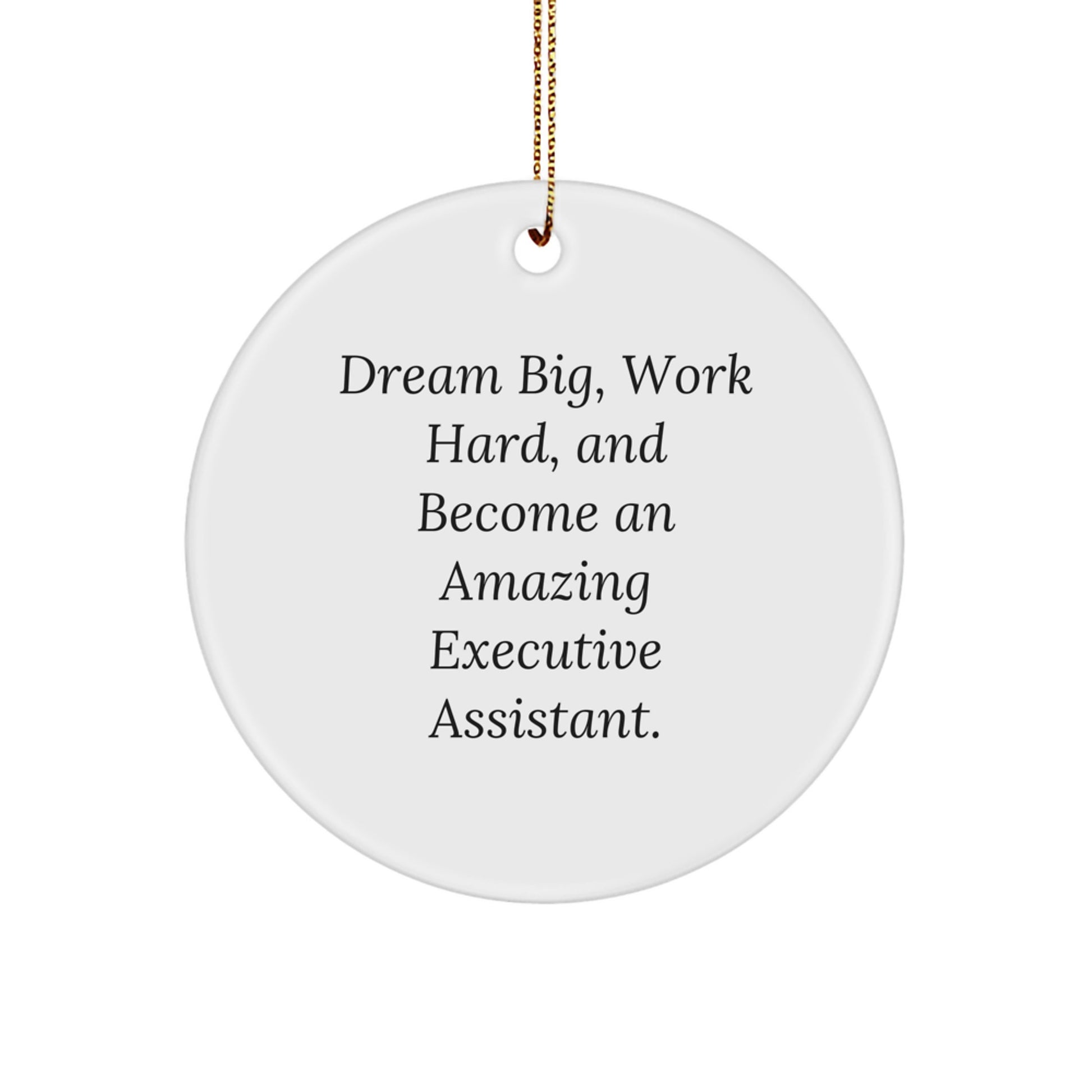 Gifts from Friends and Family for Executive Assistants - Dream Big 'Work Hard' Inspirational Circle Ornament Christmas Unique - Image 1