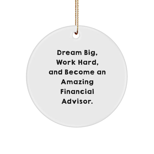 Dream Big for Financial Advisor Gifts from Family Members, Fun Inspirational Christmas Circle Ornament for Men Women Friends Coworkers - Image 1