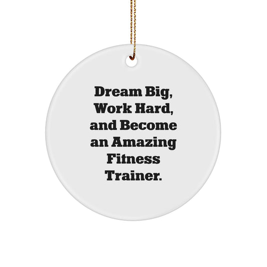 Inspirational Gifts from Family to Fitness Trainer, Dream Big and Work Hard Christmas Unique Ornaments for Men, Women, Friends, Coworkers, Family, Fitness Enthusiasts, Funny Circle Shaped Decorations - Image 1