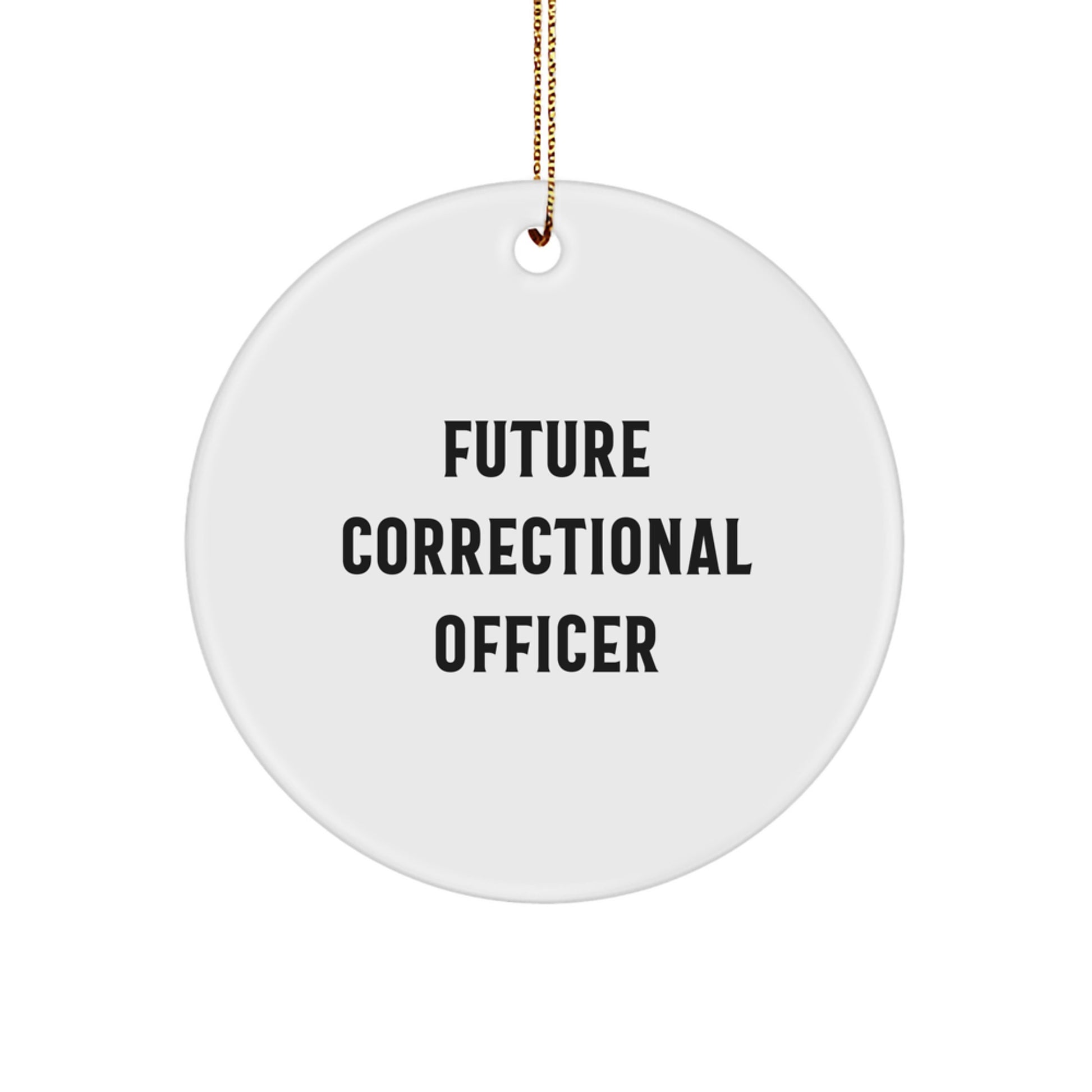 Funny Correctional Officer Gifts from Friends - 'Future Correctional Officer' Circle Ornament for Christmas Unique Gifts - Image 1