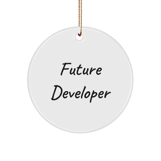Funny Future Developer Circle Ornament, Gifts from Family, Christmas Decorations for Developer, Circle Shaped, White Color, Durable MDF, High-Gloss Finish - Image 1