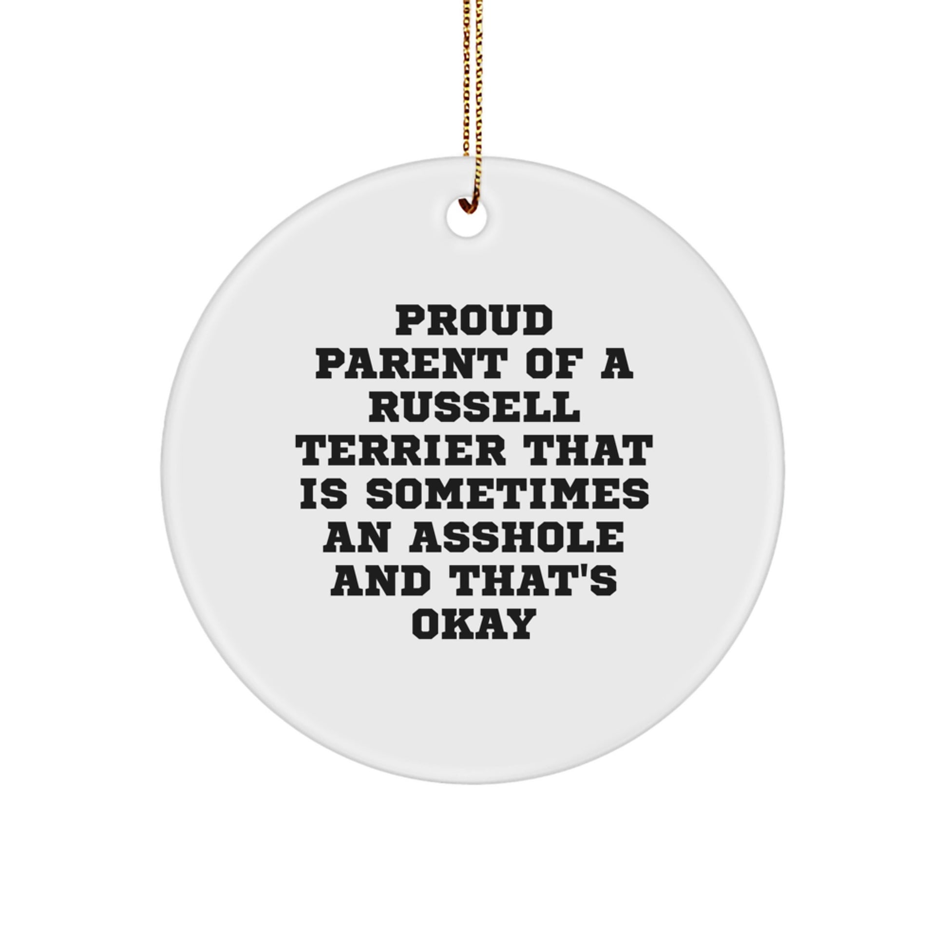 Funny Russell Terrier Dog Gifts for Men, Women, and Friends - 'Proud Parent of a Russell Terrier' Christmas Ornaments - Image 1