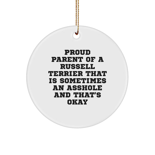 Funny Russell Terrier Dog Gifts for Men, Women, and Friends - 'Proud Parent of a Russell Terrier' Christmas Ornaments - Image 1